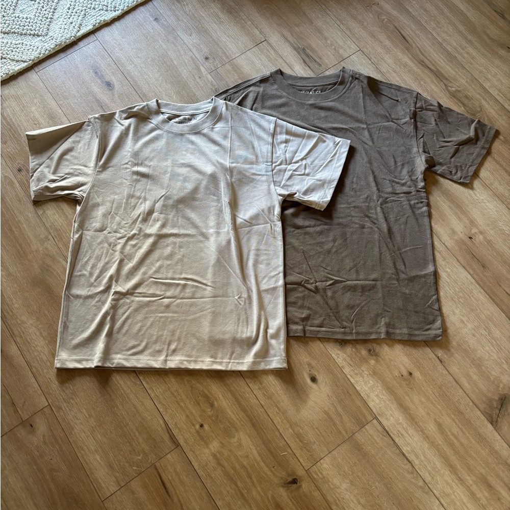 Men's Casual T-Shirt Set - Beige and Brown